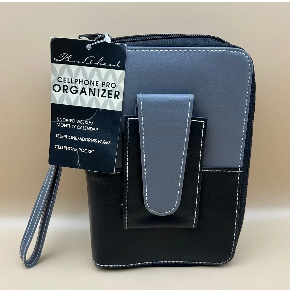 PlanAhead Cellphone Pro Organizer Wallet Planner Black Grey Undated Calendar